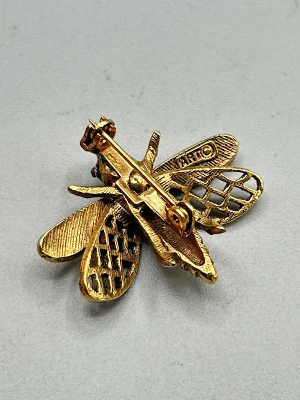 Vintage ART Bug Insect Fly Pin Brooch Silver Gold… - image 5