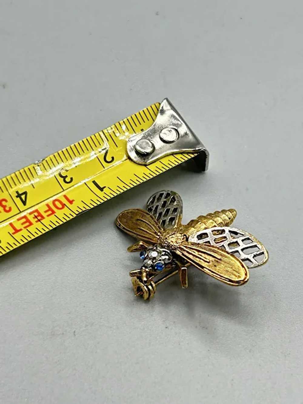 Vintage ART Bug Insect Fly Pin Brooch Silver Gold… - image 6
