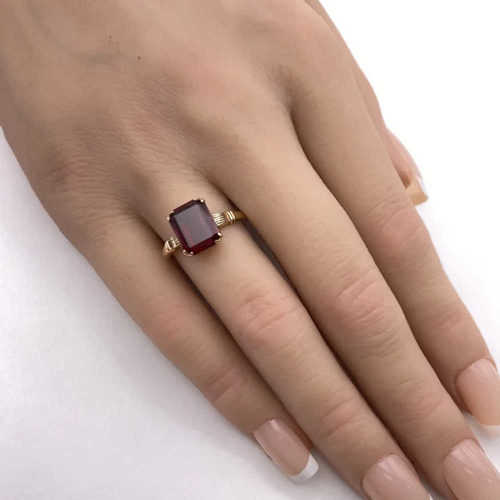 Vintage Garnet Solitaire Ring 4.0 Carat Emerald C… - image 2