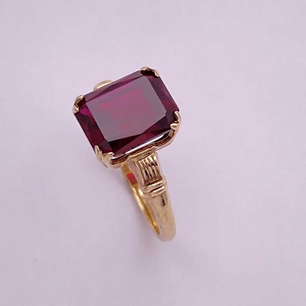 Vintage Garnet Solitaire Ring 4.0 Carat Emerald C… - image 3