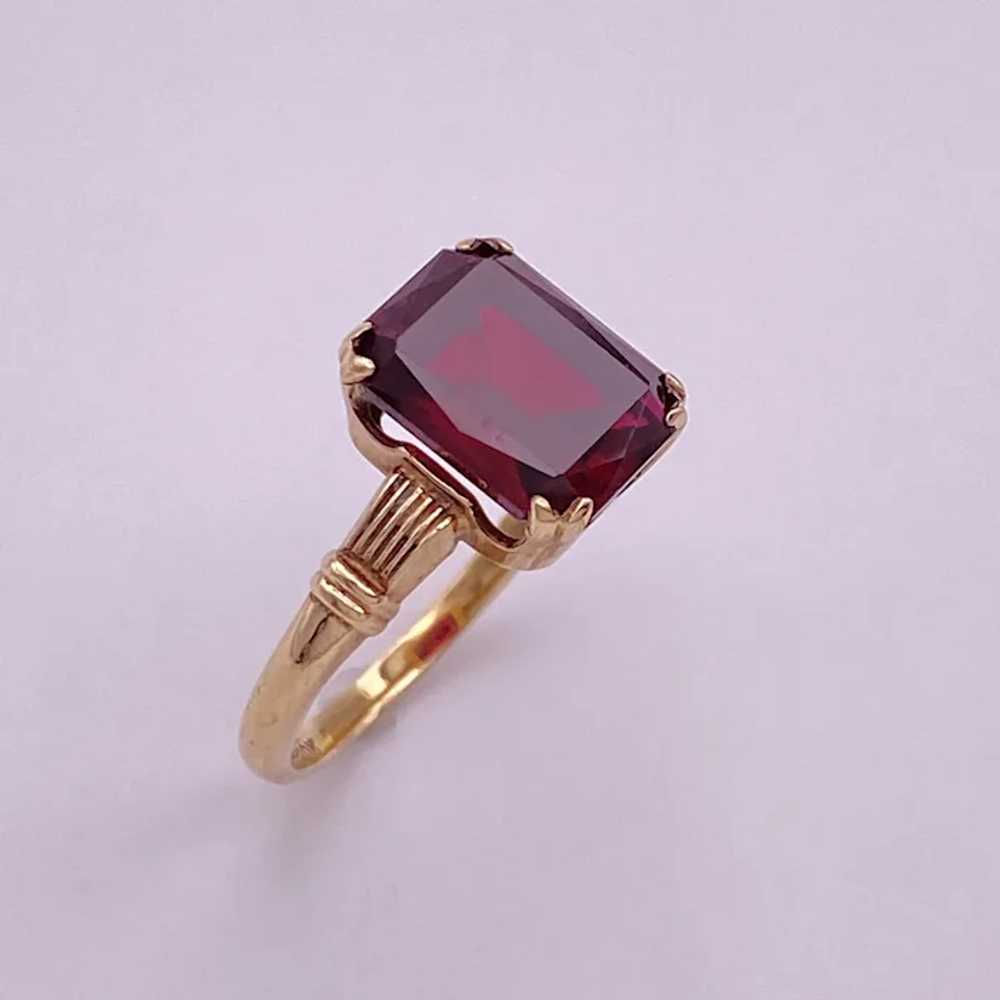 Vintage Garnet Solitaire Ring 4.0 Carat Emerald C… - image 4