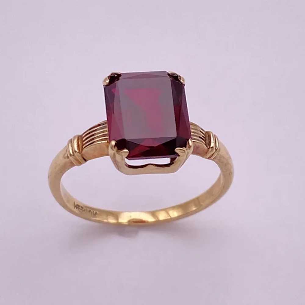 Vintage Garnet Solitaire Ring 4.0 Carat Emerald C… - image 5