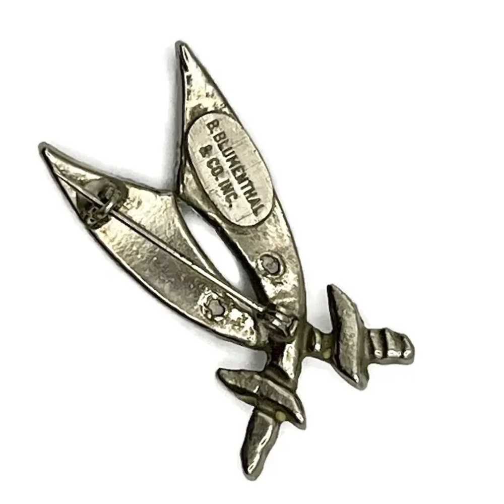 Blumenthal Crossed Swords Silvertone Brooch - image 3