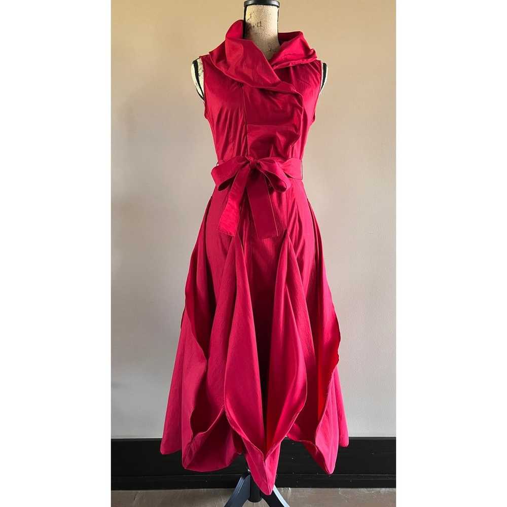 Samuel Dong Red Tulip Hem Bubble Midi Dress XS - image 1