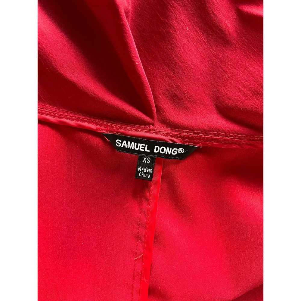 Samuel Dong Red Tulip Hem Bubble Midi Dress XS - image 3