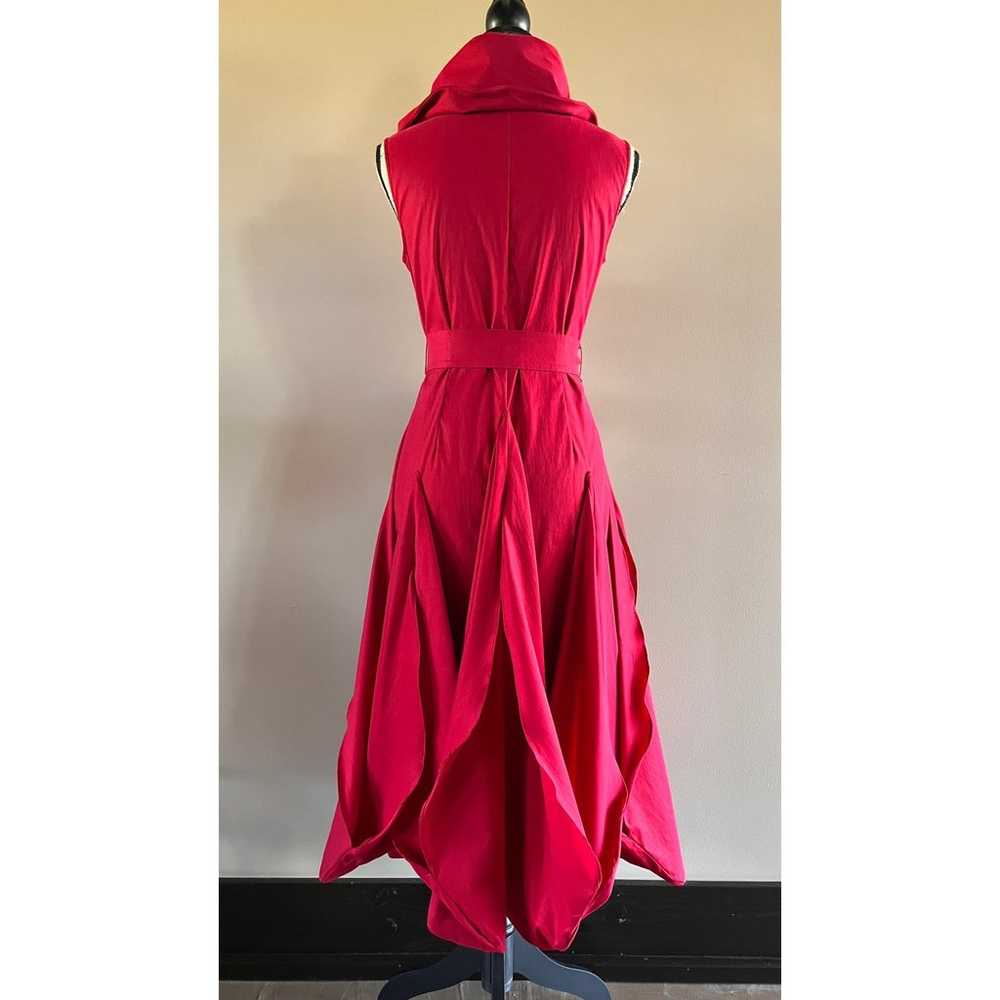 Samuel Dong Red Tulip Hem Bubble Midi Dress XS - image 7