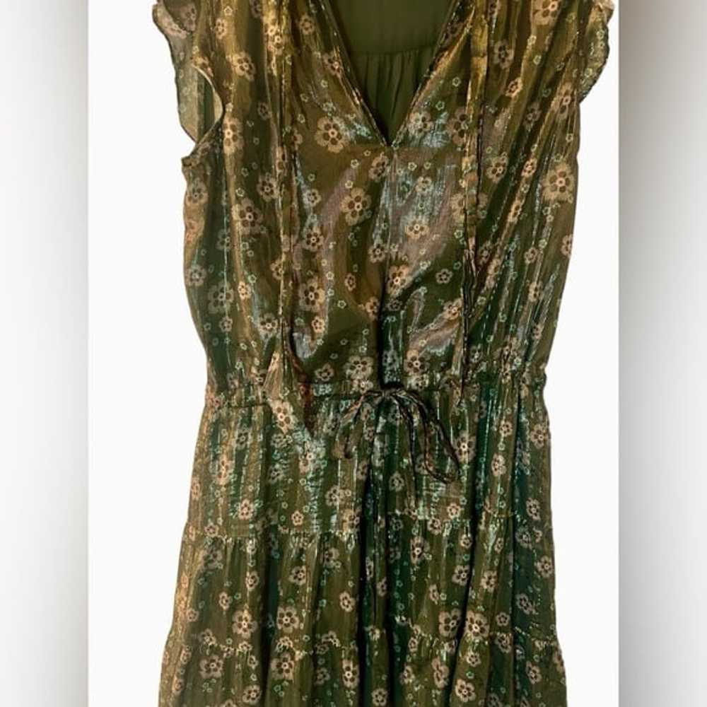 PAIGE Bette Mini Dress in Army Green & Aurora Met… - image 11