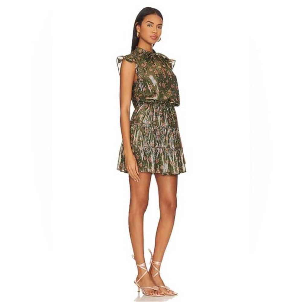 PAIGE Bette Mini Dress in Army Green & Aurora Met… - image 2