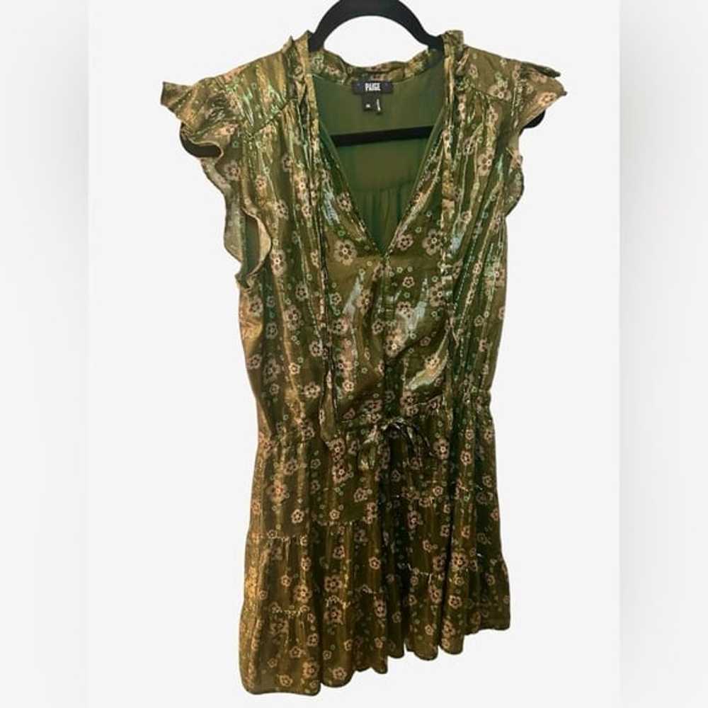 PAIGE Bette Mini Dress in Army Green & Aurora Met… - image 7