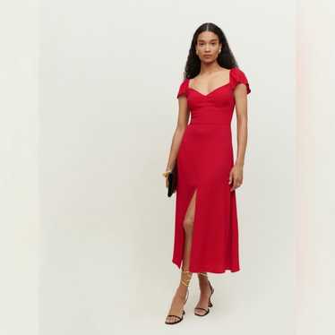Reformation red midi dress cherry red baxley sz 0