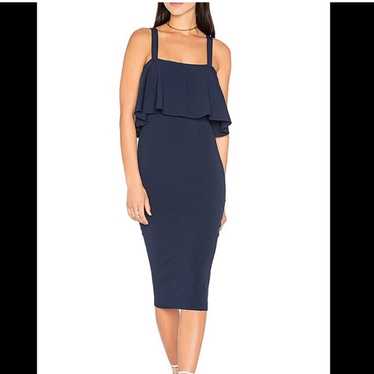 Milly Sleeveless Flounce Sheath Dress, Navy Like N