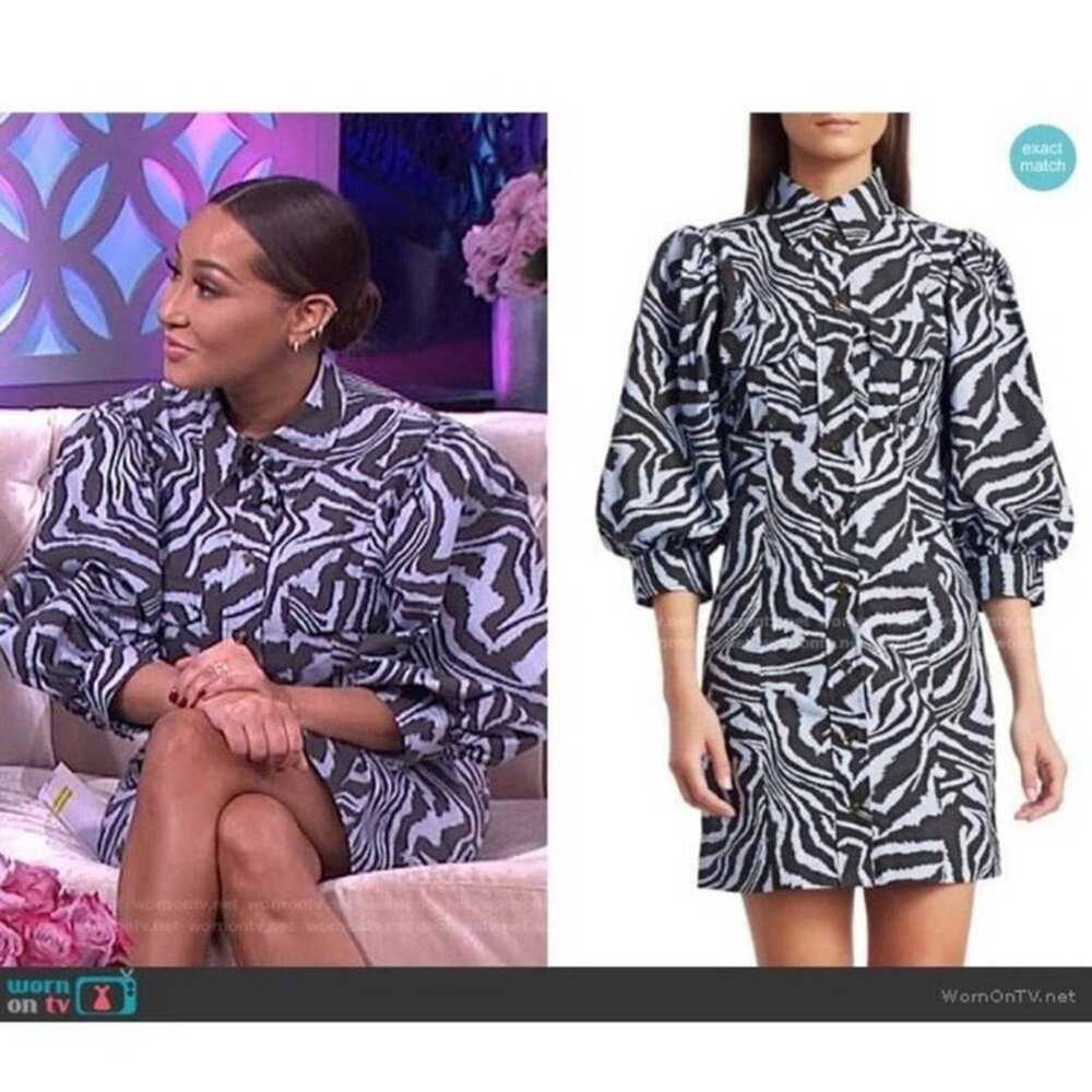 GANNI Puff Sleeve Zebra Print Dress - image 2