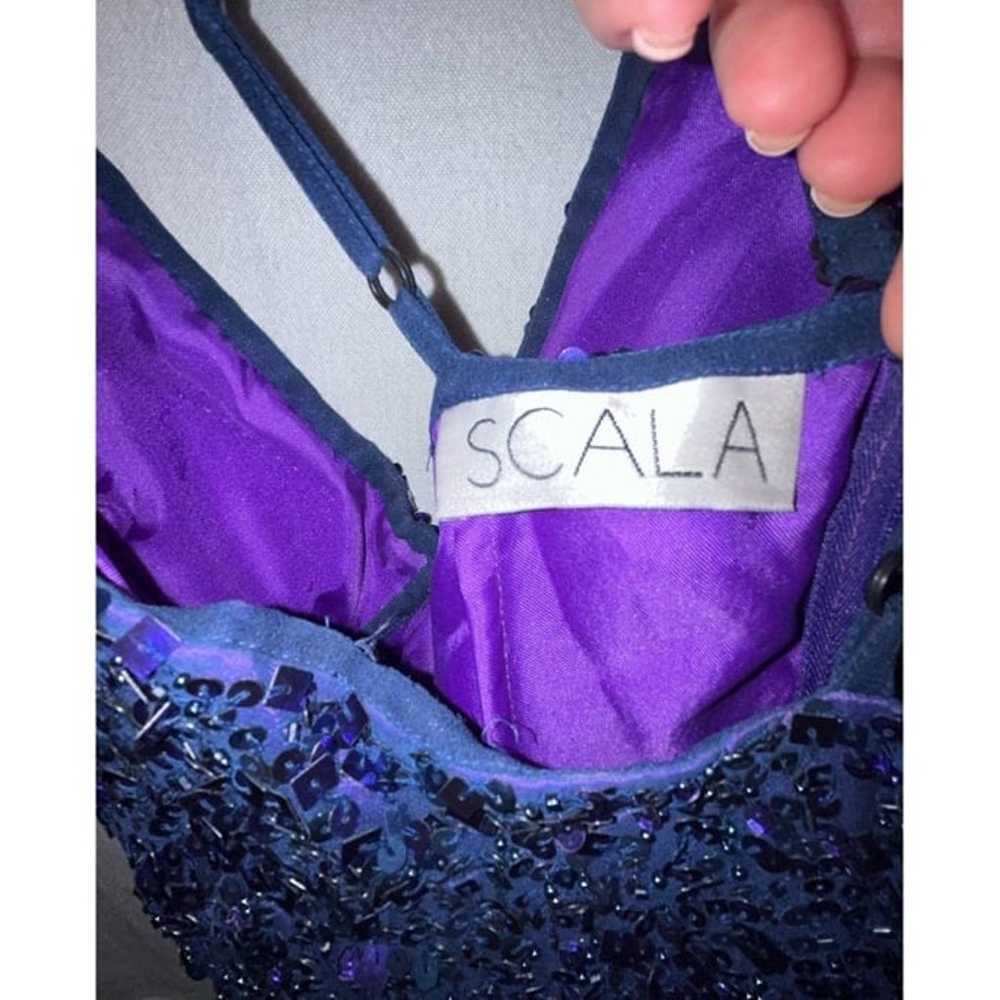 NWOT Scala blue purple sequined spaghetti strap v… - image 4