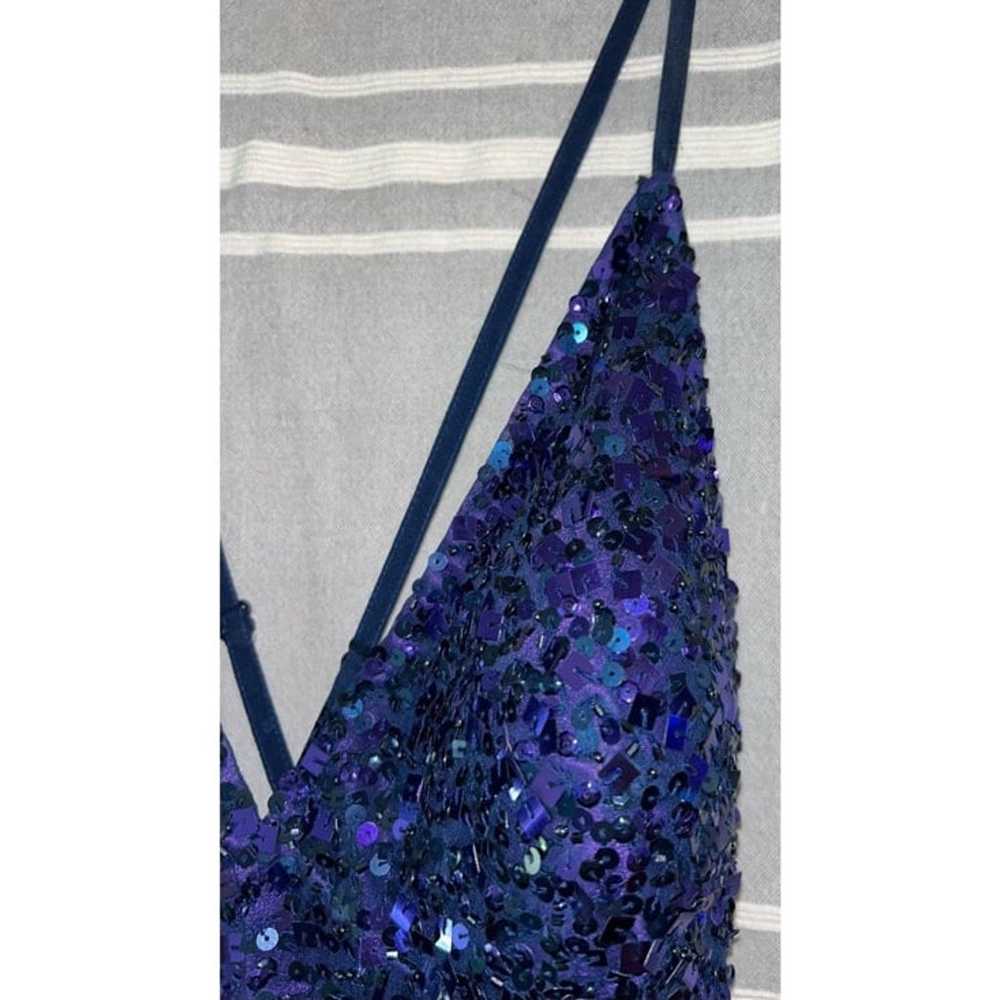 NWOT Scala blue purple sequined spaghetti strap v… - image 6