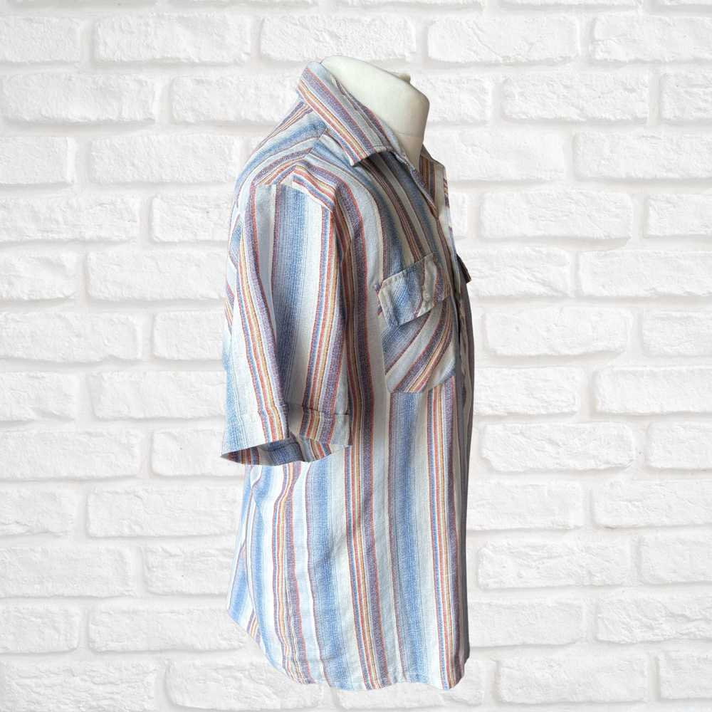 70s Vintage Striped Short Sleeved Shirt - Classic… - image 3