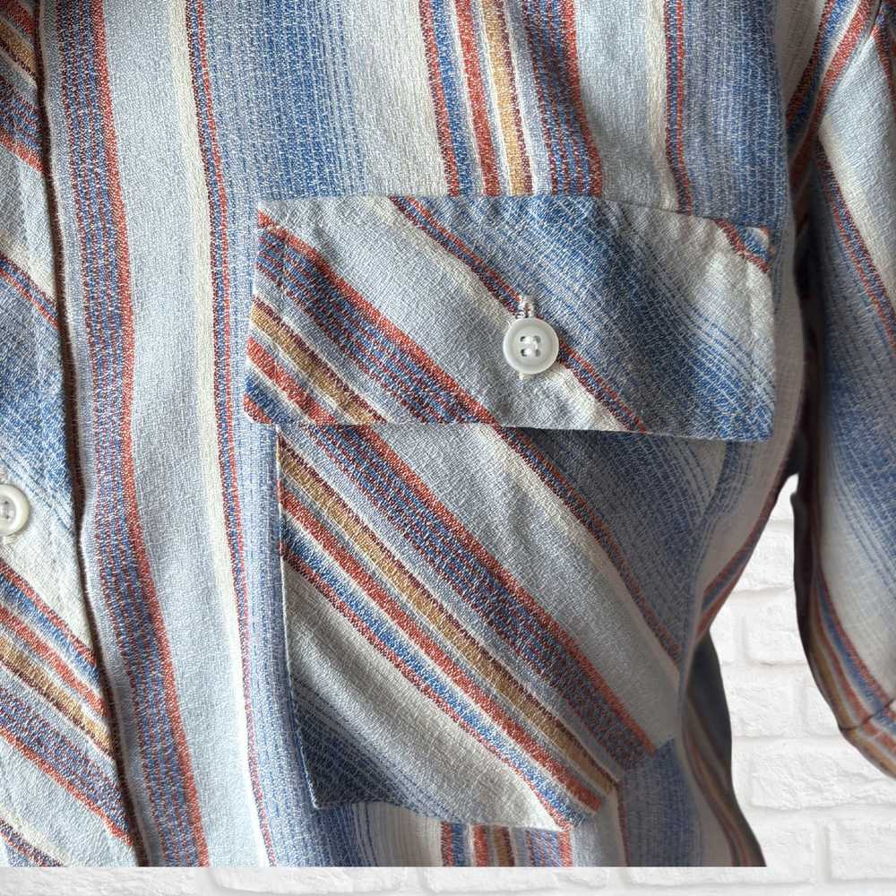 70s Vintage Striped Short Sleeved Shirt - Classic… - image 5