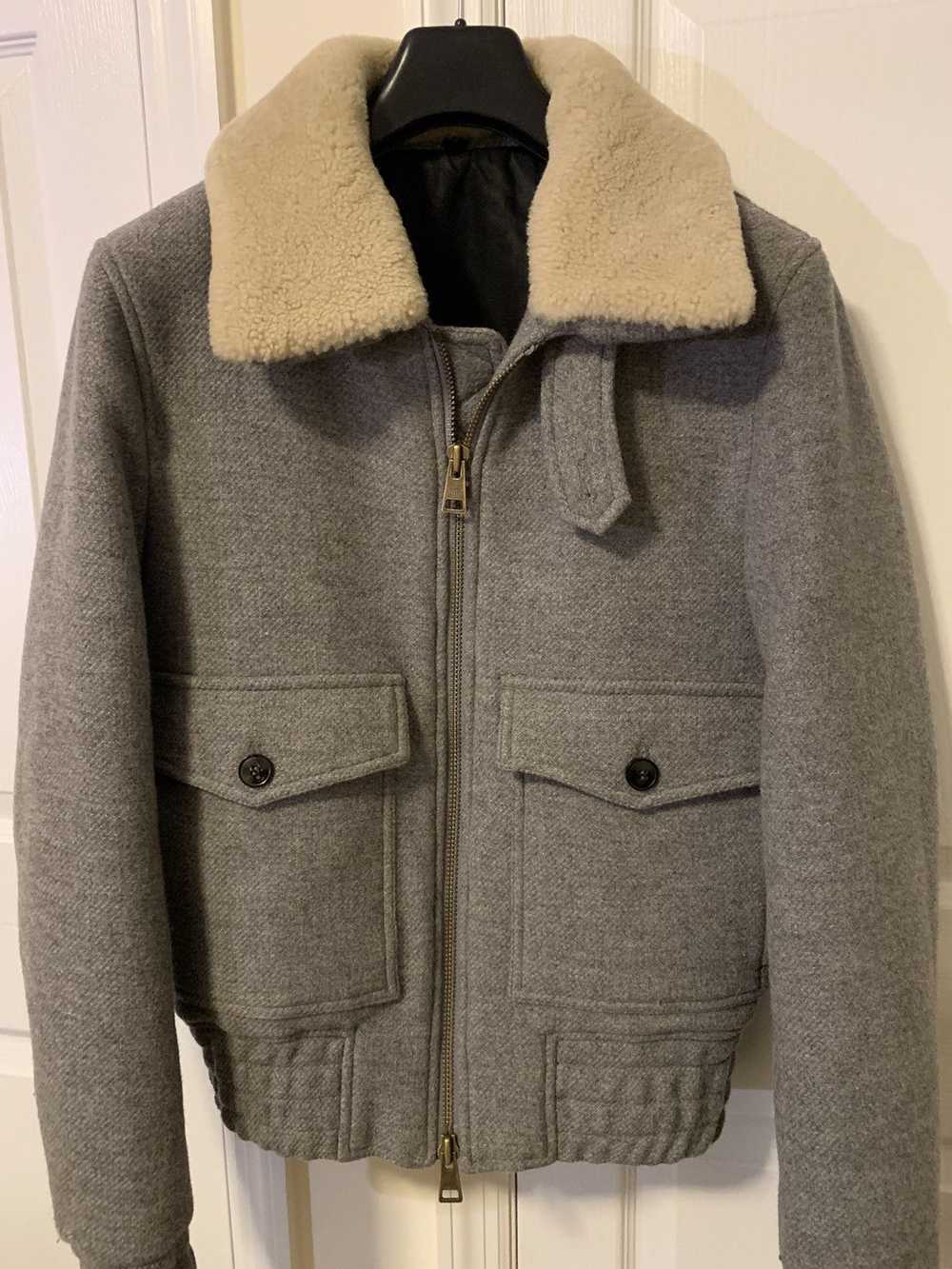 AMI Ami Paris Grey Wool And Shearling Bomber - image 3