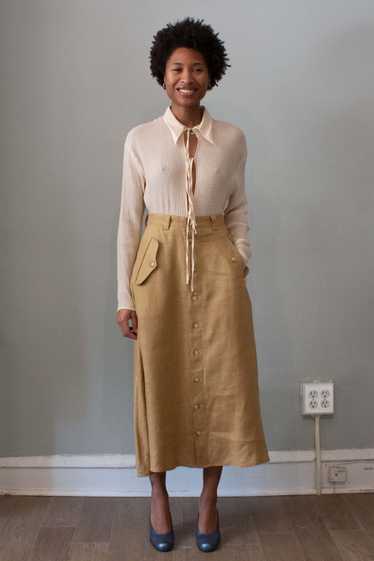 Ralph Lauren Brown Linen Button Up Skirt