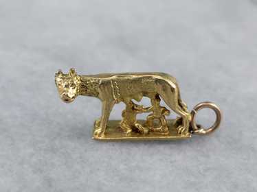 18K Gold Romulus and Remus Statue Charm - image 1