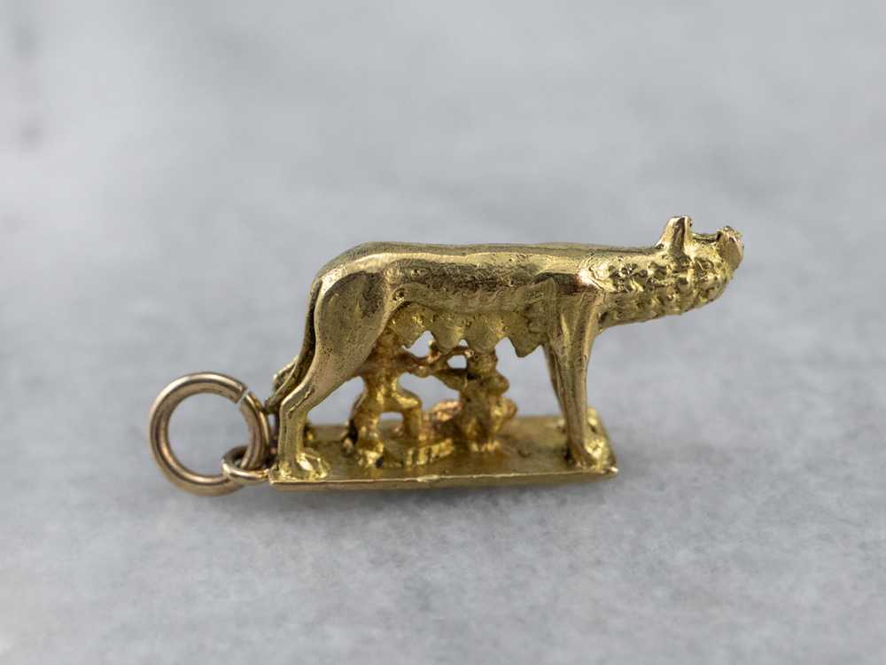 18K Gold Romulus and Remus Statue Charm - image 2
