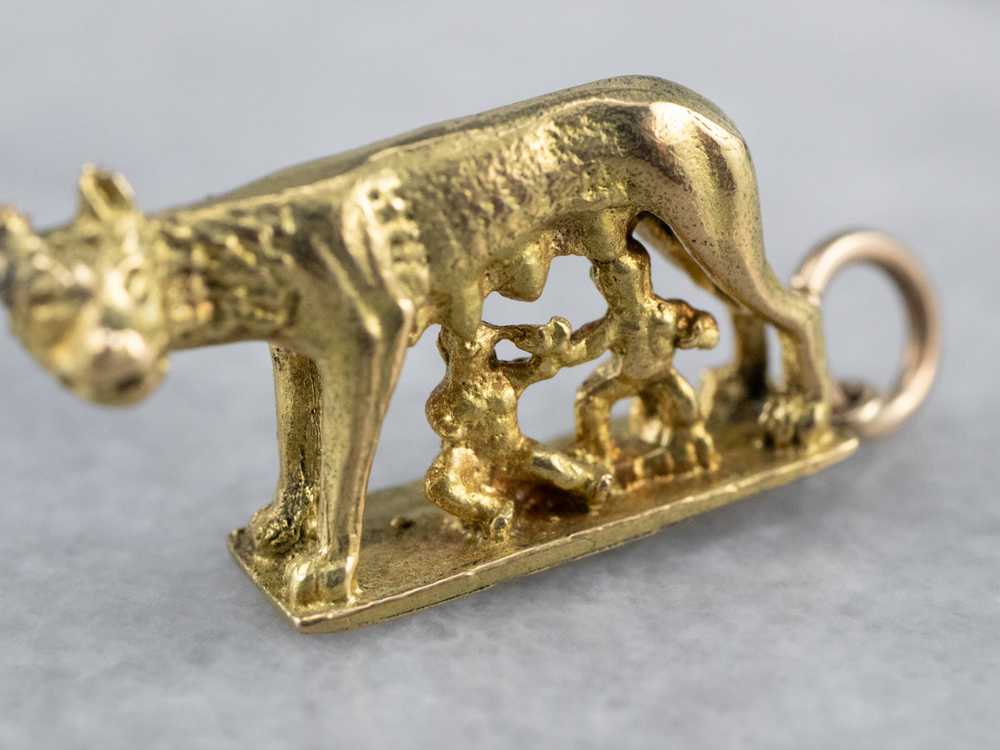 18K Gold Romulus and Remus Statue Charm - image 5