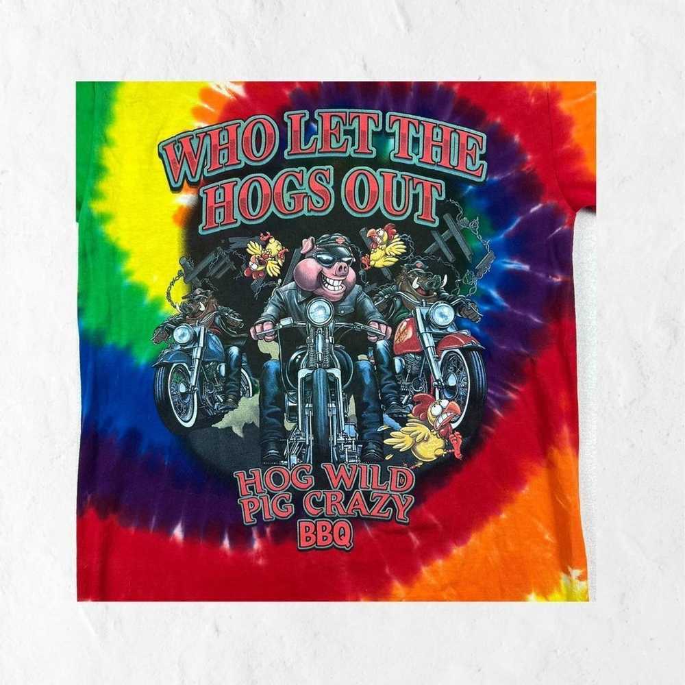Rainbow Tie Dye Motorcycle T-shirt Size S Hog Wil… - image 2