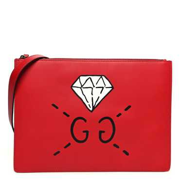 GUCCI Calfskin Diamond GG Messenger Bag Red