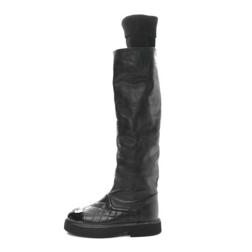 CHANEL Lambskin Calfskin Quilted Knit Womens High… - image 1