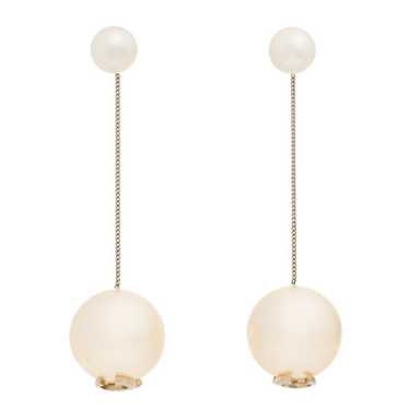 CHANEL Pearl CC Chain Drop Earrings Gold - image 1