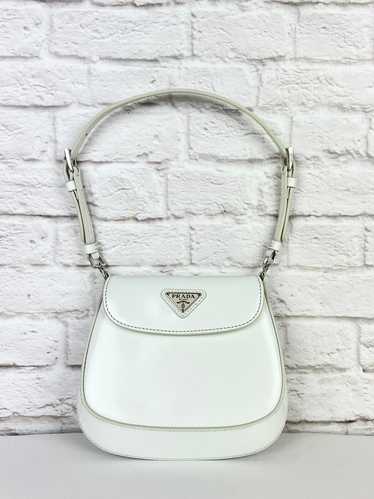 Prada Cleo Brushed Leather Mini Bag, White