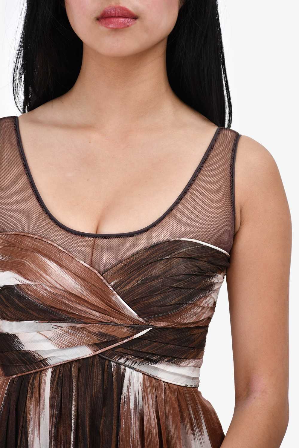 Burberry Vintage Brown Patterned Mesh Top Sleevel… - image 2