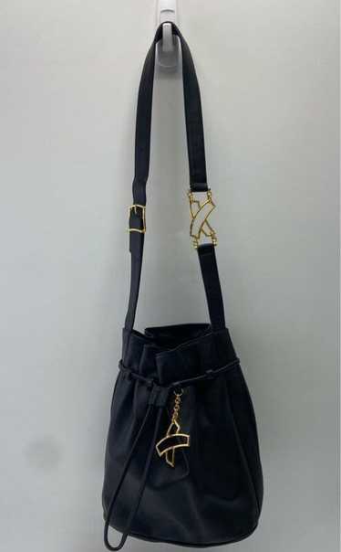 Paloma Picasso Leather Drawstring Shoulder Bag Bla