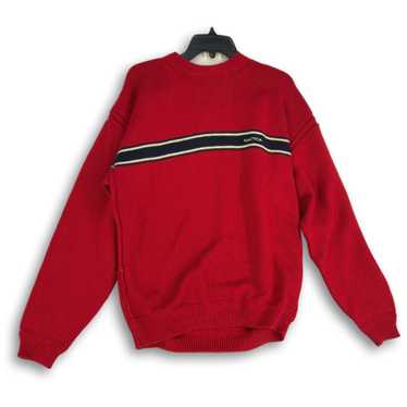 Nautica Mens Red Knitted Crew Neck Long Sleeve Pul