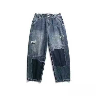 Custom 20SS Simple Blue Japan Blue Patchwork Jeans