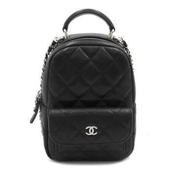 Black Chanel Mini CC Quilted Caviar Leather Backpa