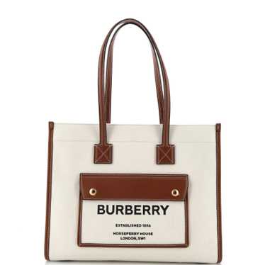 Burberry Freya Shopping Tote Canvas with Leather S