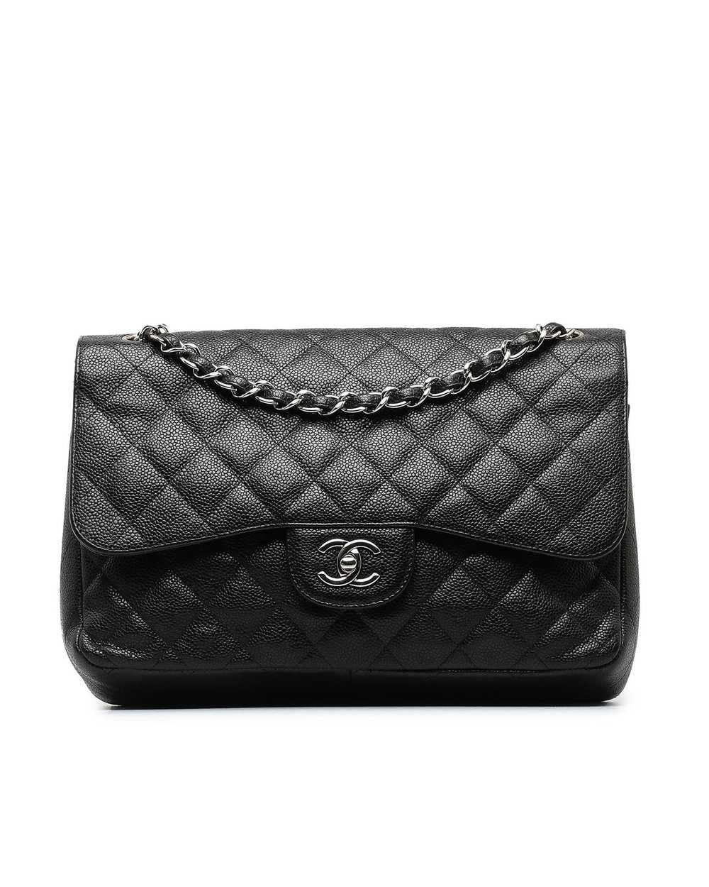 Chanel Quilted Leather Double Flap Shoulder Bag w… - image 1