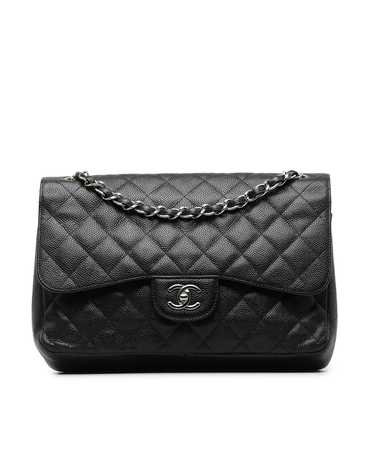 Chanel Quilted Leather Double Flap Shoulder Bag w… - image 1