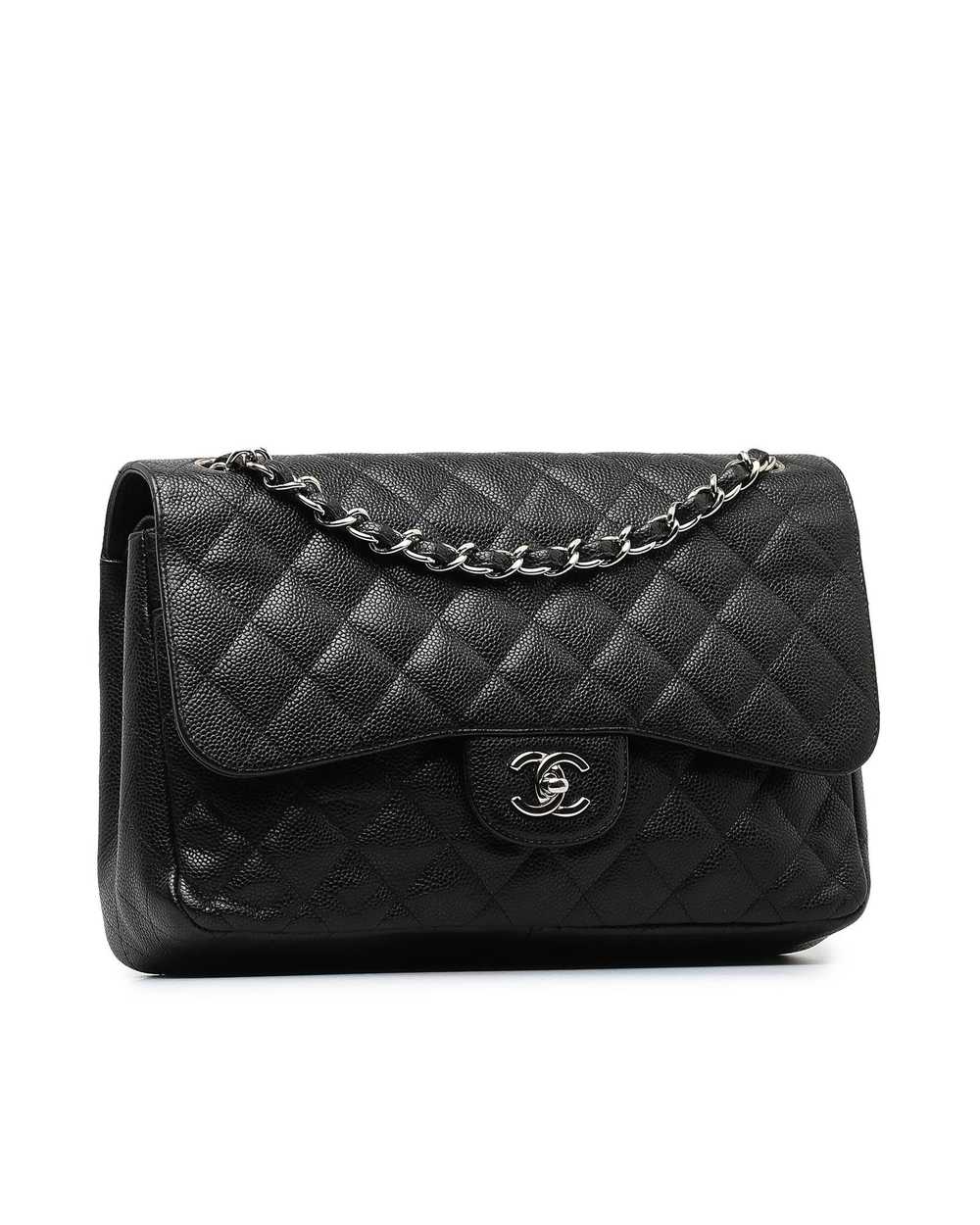 Chanel Quilted Leather Double Flap Shoulder Bag w… - image 2