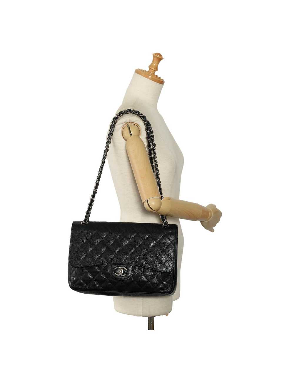 Chanel Quilted Leather Double Flap Shoulder Bag w… - image 9