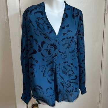 REBECCA TAYLOR Blue With Floral Silk Blouse-0