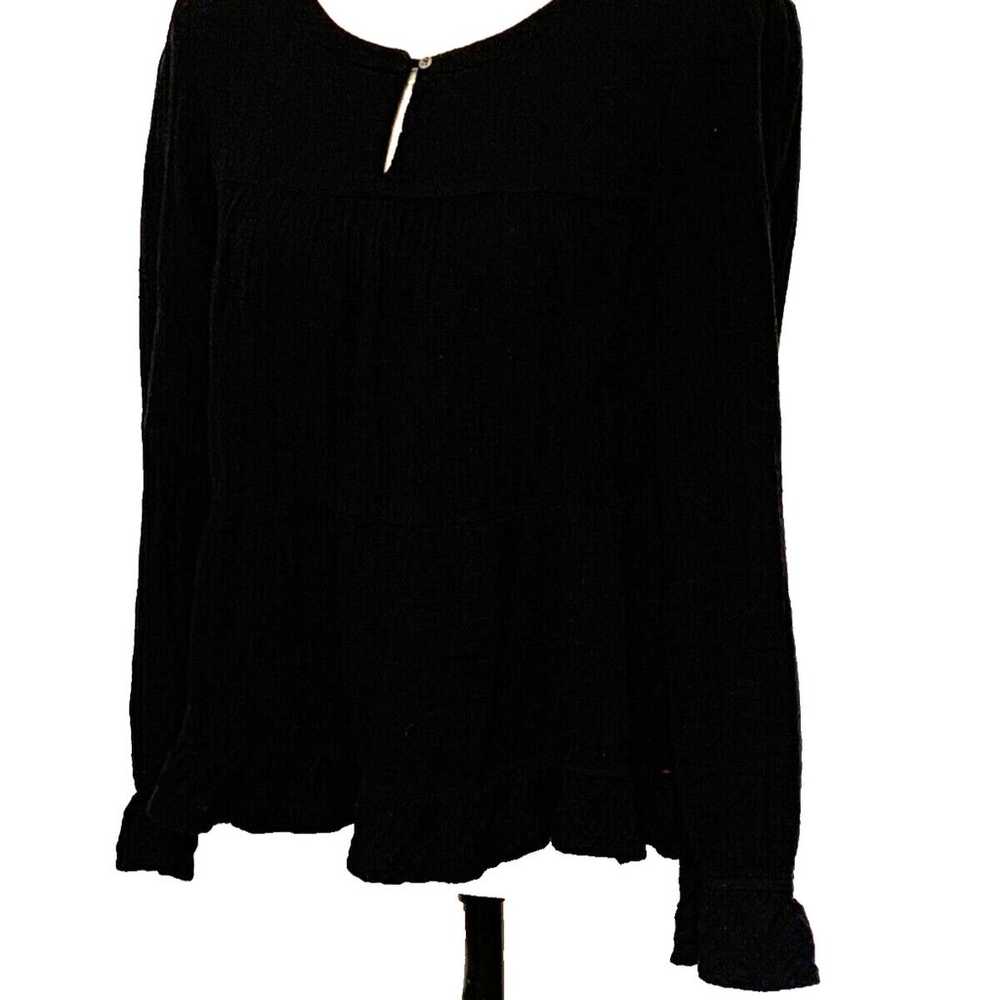 XIRENA Black 100% Cotton Long Sleeve Peasant Blou… - image 11