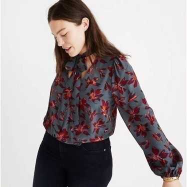 Madewell Silk Tie-Neck Wrap Top in Winter Orchid