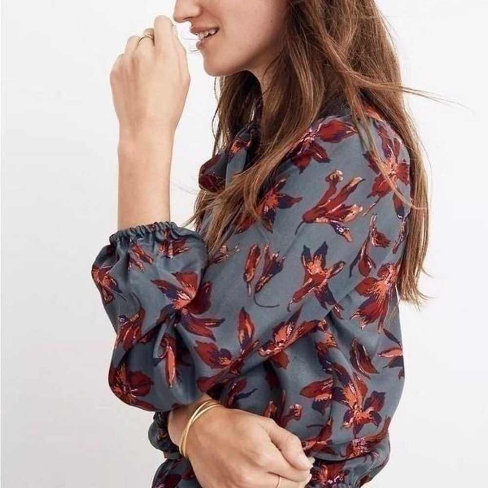 Madewell Silk Tie-Neck Wrap Top in Winter Orchid - image 2