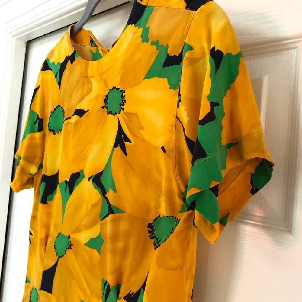 Vintage Silk Vibrant Floral Print Top Blouse - image 2