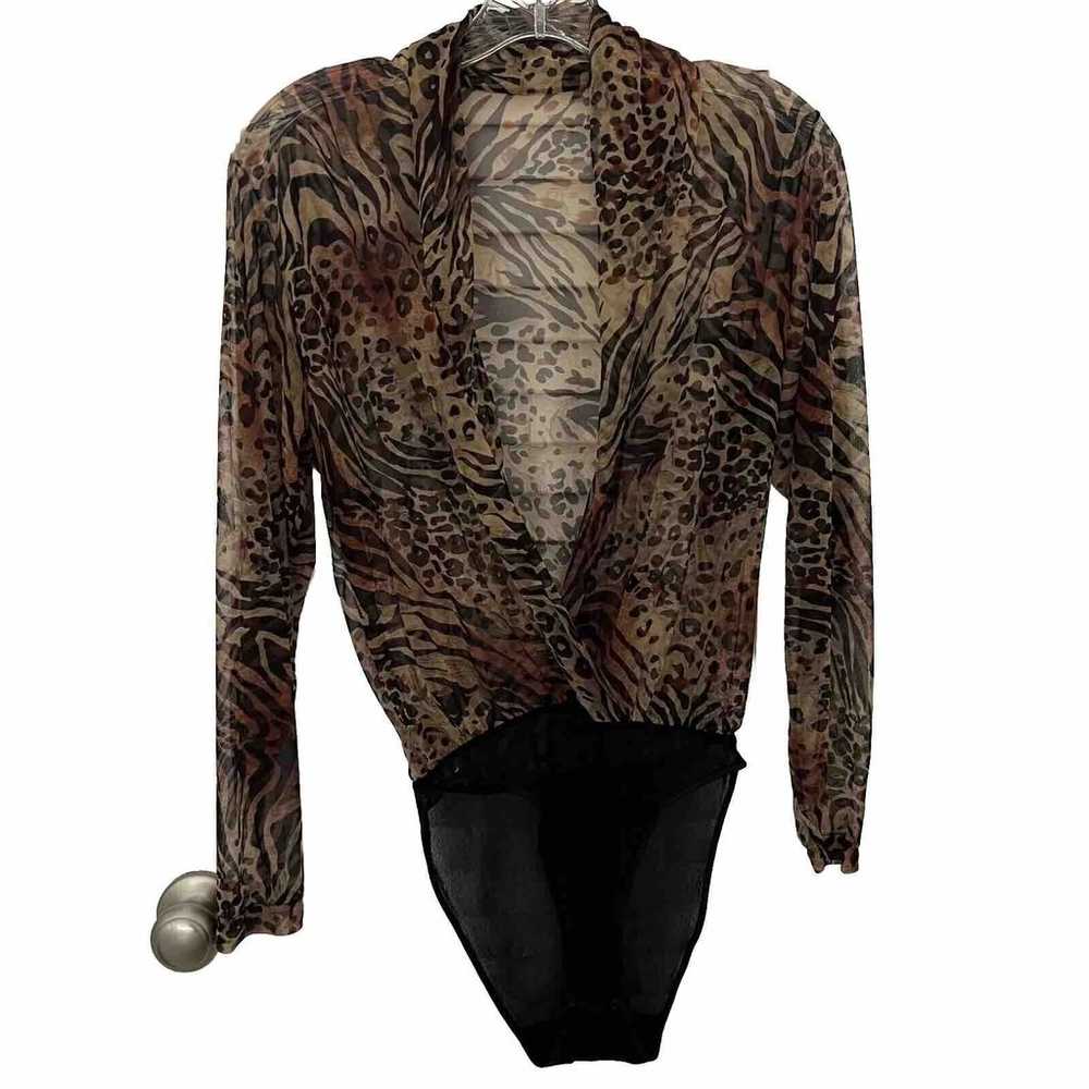 Vintage Cosabella Bodysuit Womens Brown Leopard P… - image 1