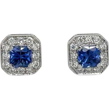 14K White Gold Sapphire and Diamond Earring - image 1