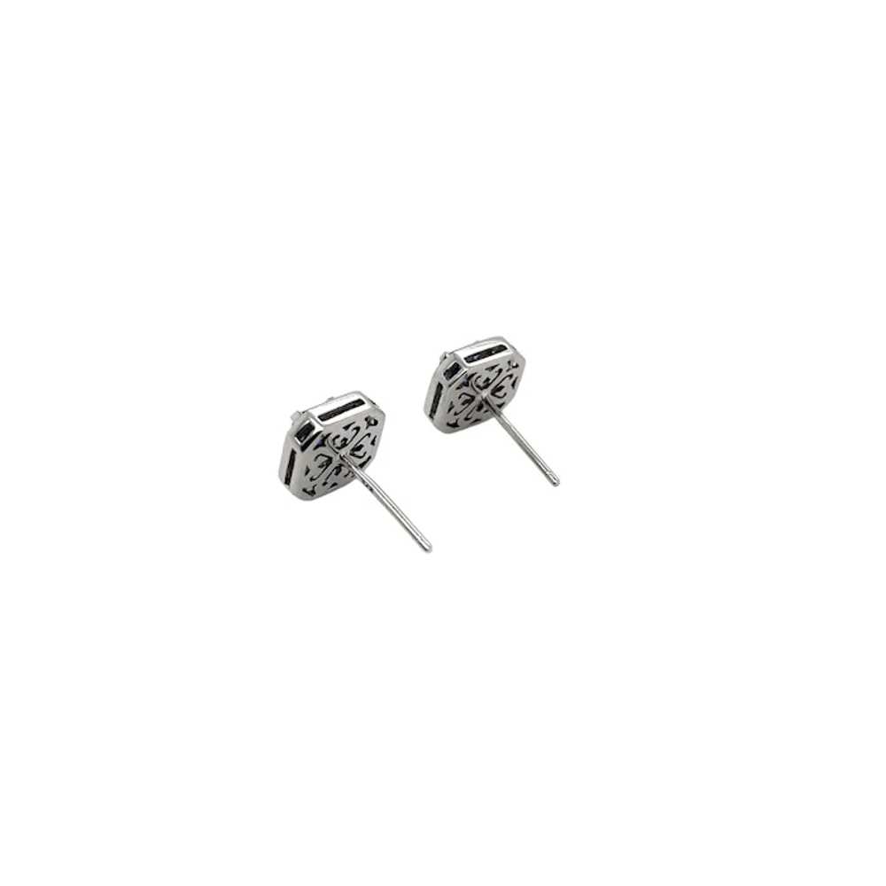 14K White Gold Sapphire and Diamond Earring - image 2