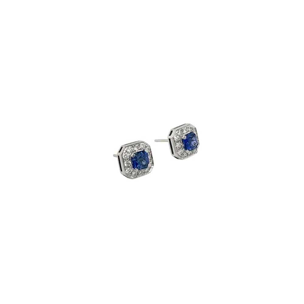 14K White Gold Sapphire and Diamond Earring - image 3