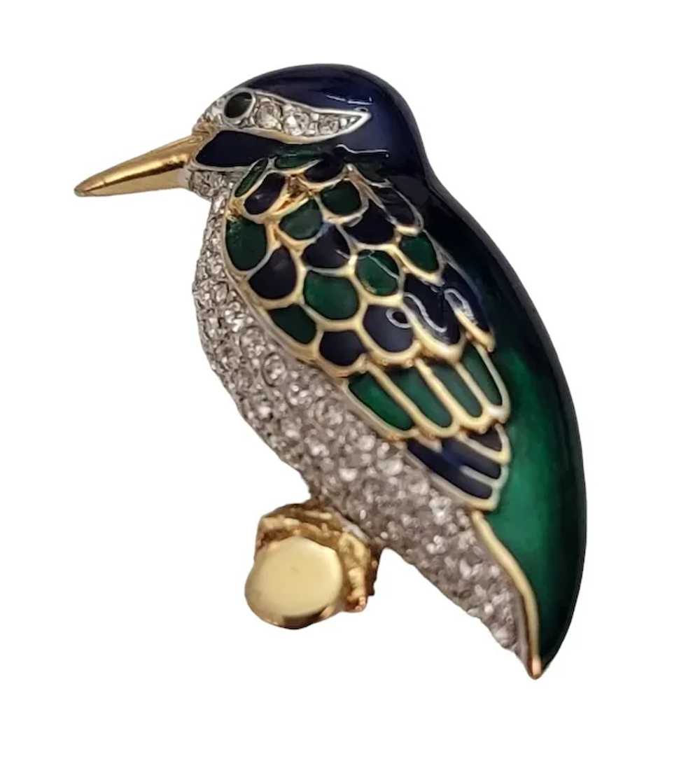 iG Brand Blue, Green Enamel Clear Rhinestone Bird… - image 11